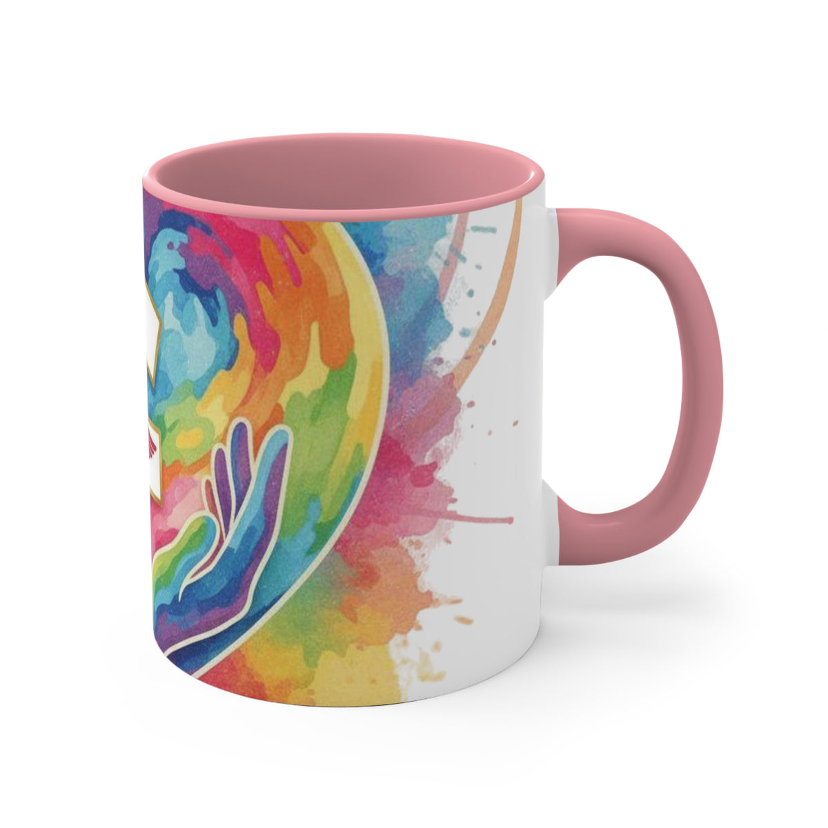 Nurse Caduceus Heart Accent Mug – Colorful Watercolor Medical Gift