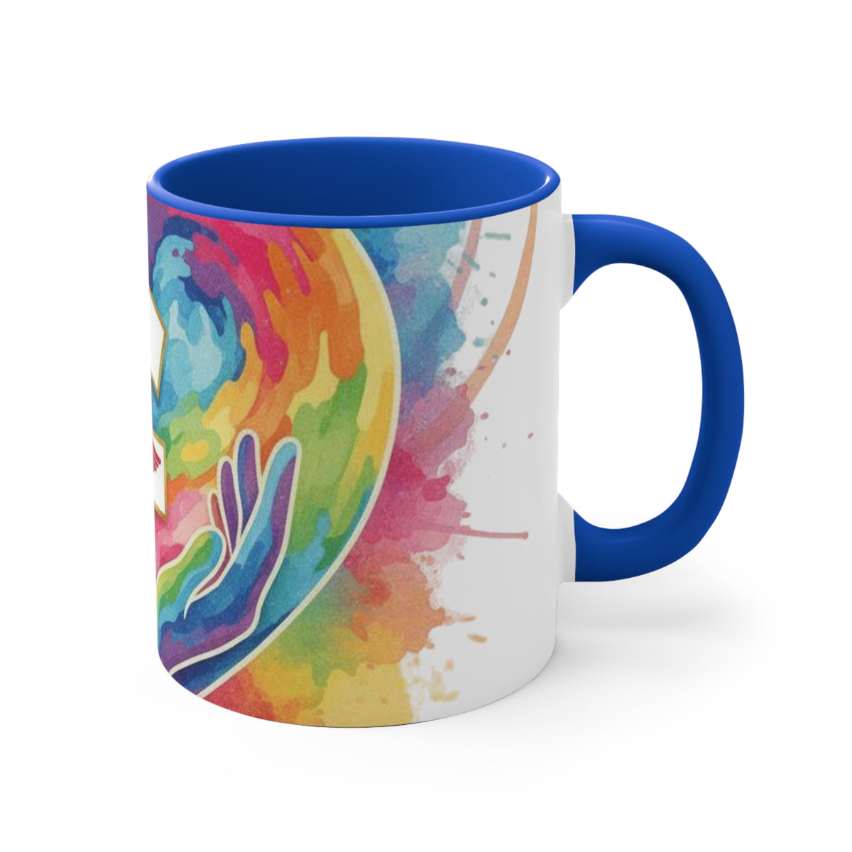 Nurse Caduceus Heart Accent Mug – Colorful Watercolor Medical Gift