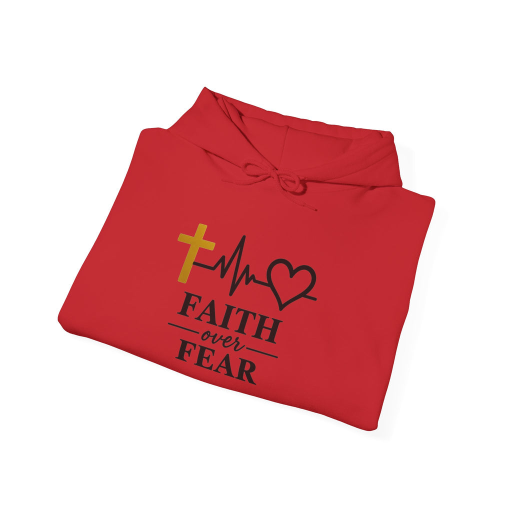 Faith Over Fear Hoodie – Christian Cross & Heartbeat Logo Pullover