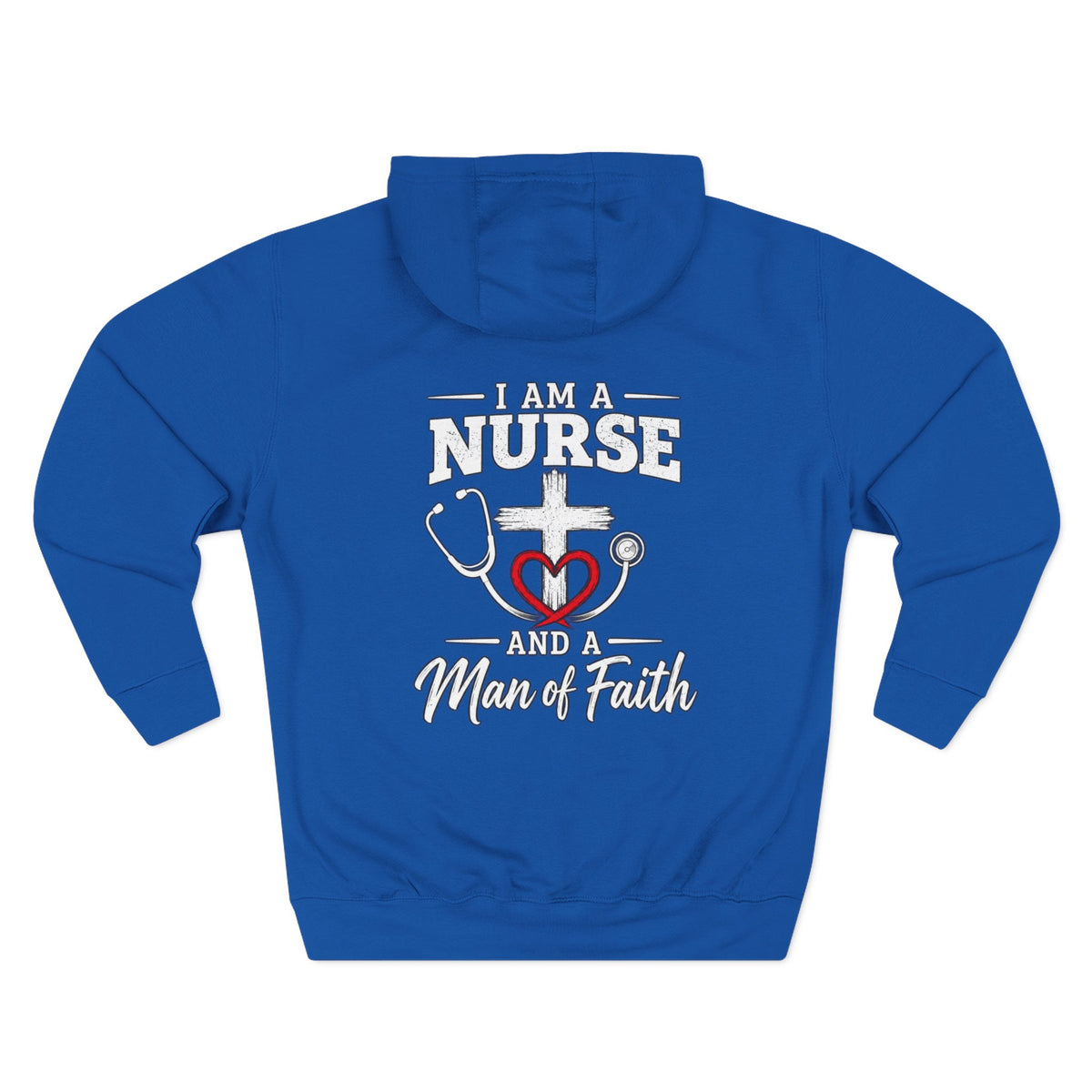 Nurse & Man of Faith Hoodie - Stethoscope Heart Cross Fleece Pullover