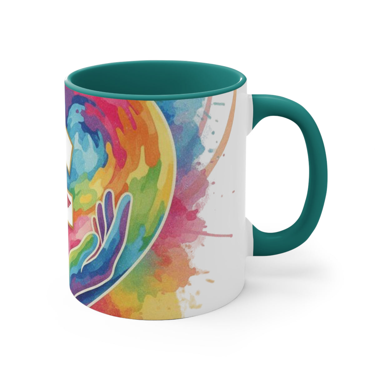 Nurse Caduceus Heart Accent Mug – Colorful Watercolor Medical Gift