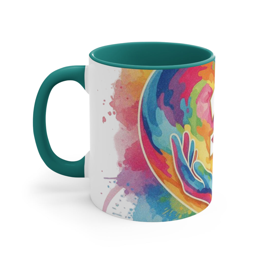 Nurse Caduceus Heart Accent Mug – Colorful Watercolor Medical Gift