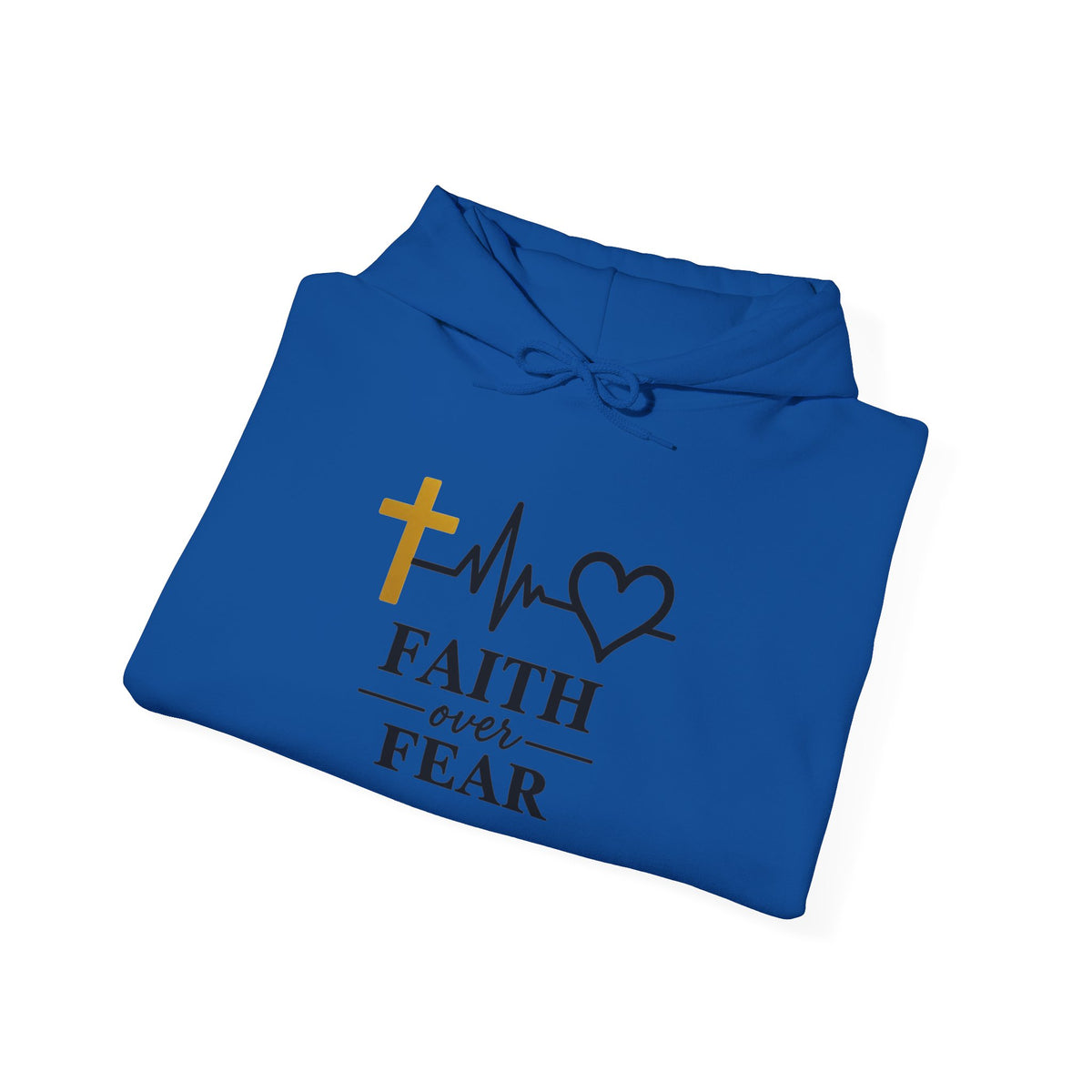 Faith Over Fear Hoodie – Christian Cross & Heartbeat Logo Pullover