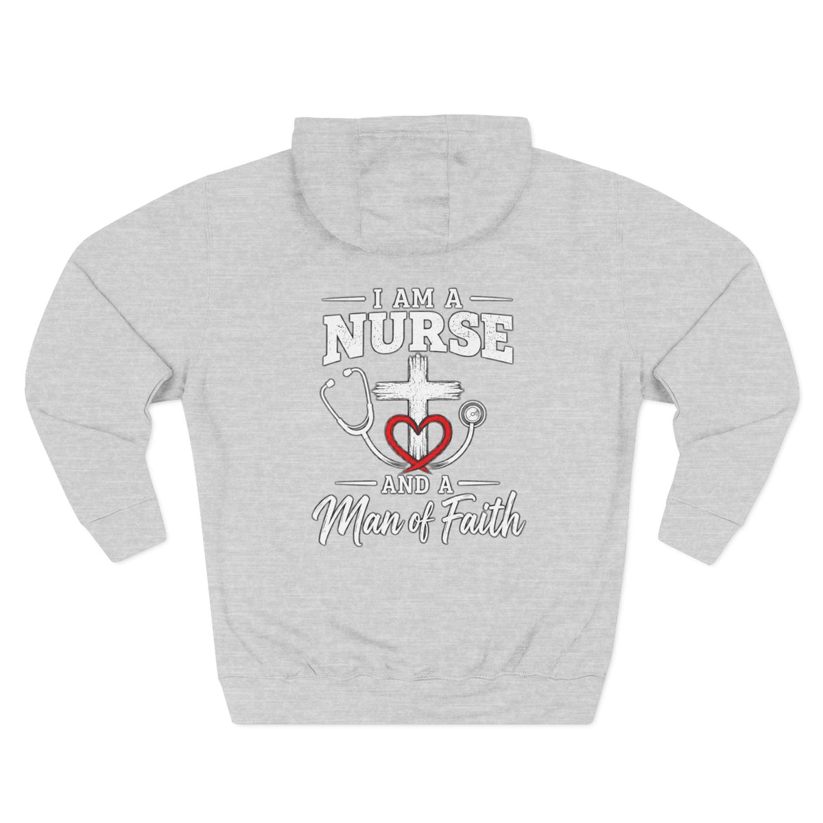 Nurse & Man of Faith Hoodie - Stethoscope Heart Cross Fleece Pullover