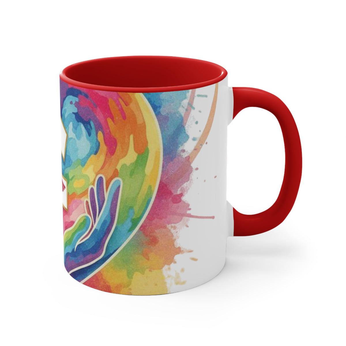 Nurse Caduceus Heart Accent Mug – Colorful Watercolor Medical Gift